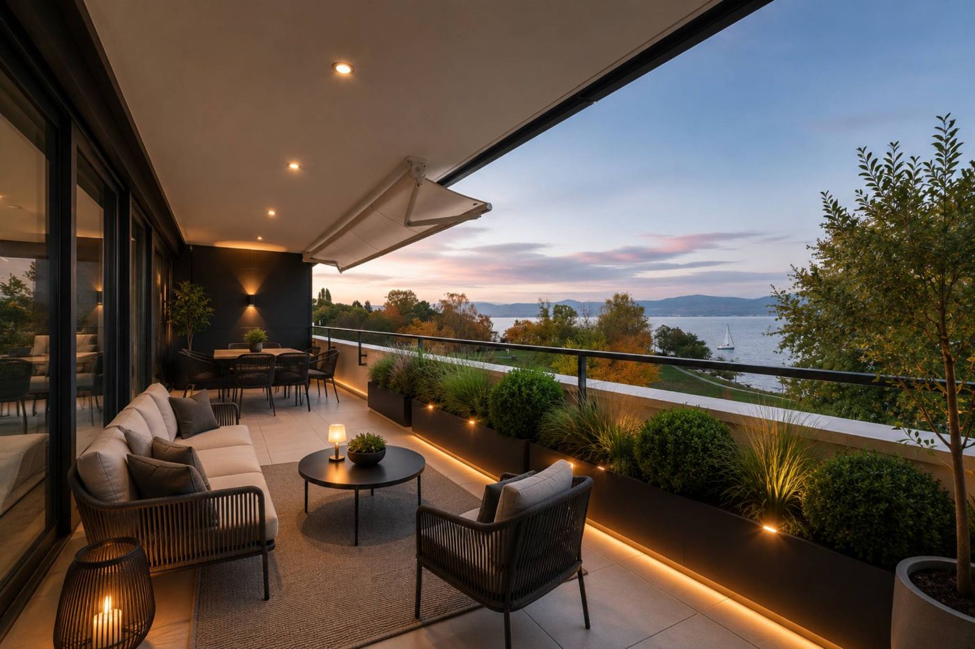 Appartement de 4,5 pièces de standing.
Vue sur lac et grand balcon couvert de 76m2.