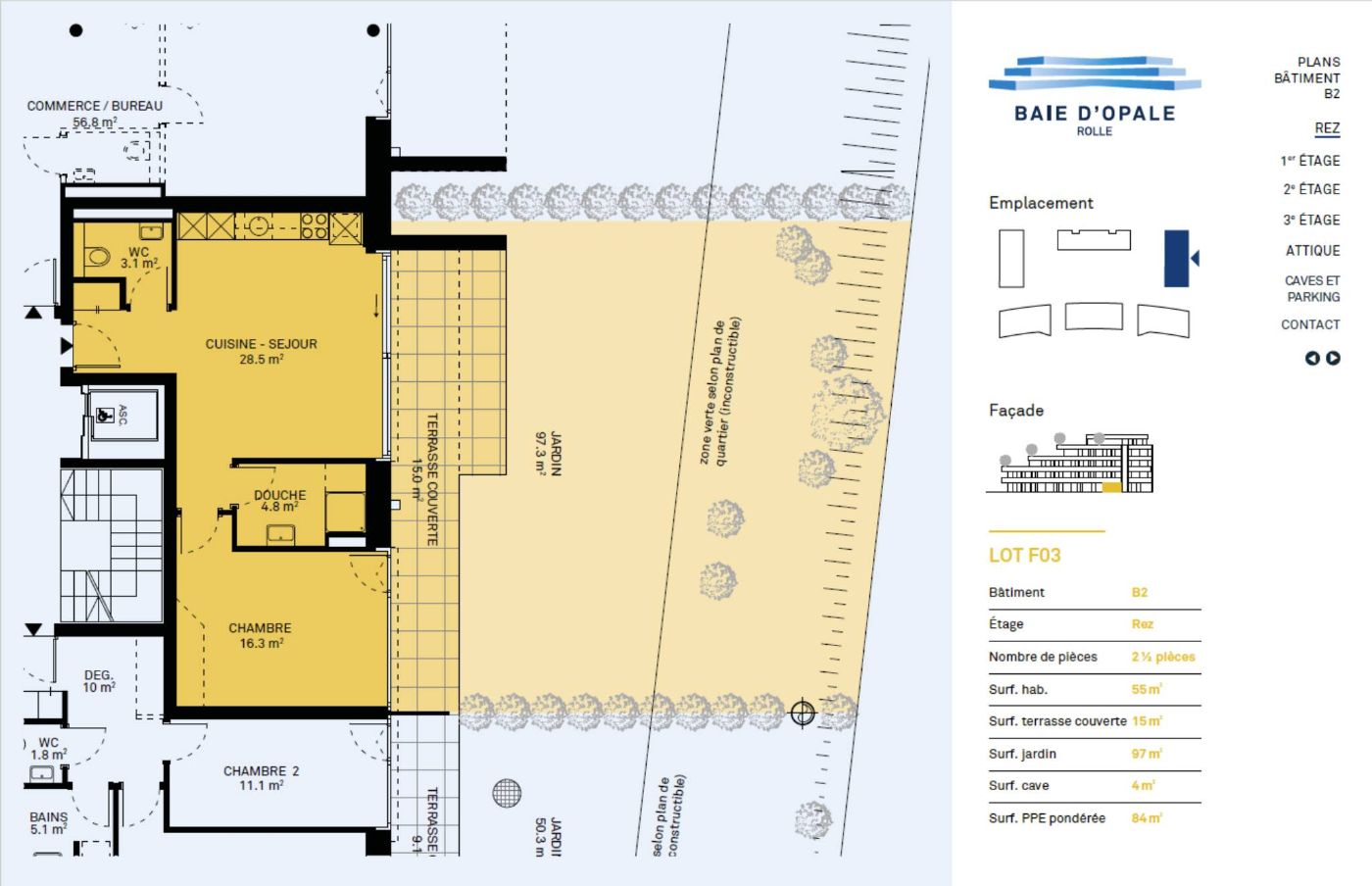 Appartement neuf de 2,5 pièces avec terrasse et jardin privatif
