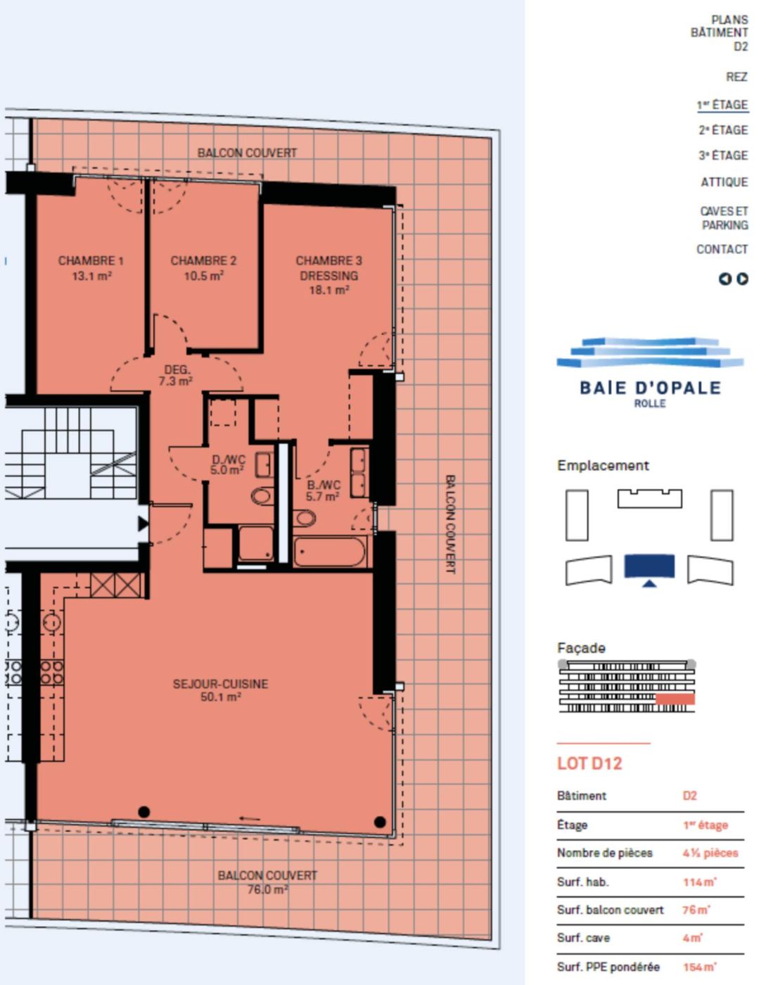 Appartement neuf de standing – 4.5 pièces en angle avec balcon de 76m² – Vue lac