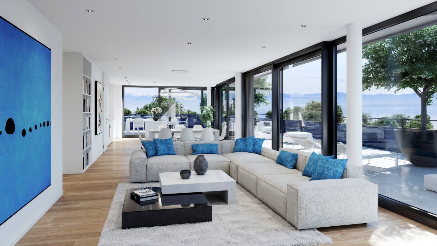 UNIQUE! Attique de 5.5 pièces de 146m2 bénéficiant d&rsquo;un rooftop terrasse de plus de 200m2 avec vue panoramique sur le lac et les Alpes