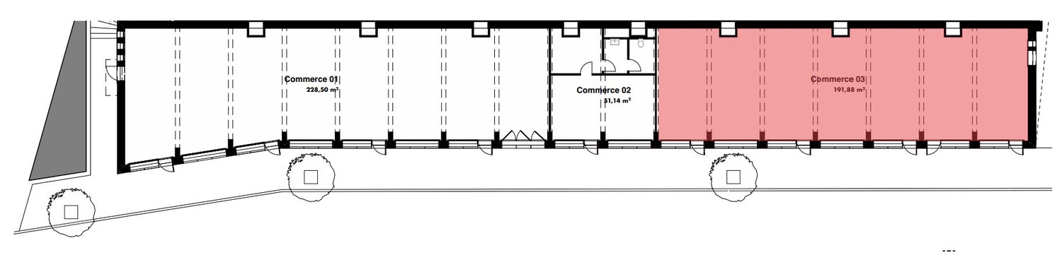 Arcade de 192m2 avec vitrine