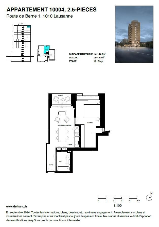 Appartement neuf de 2.5 pièces avec balcon